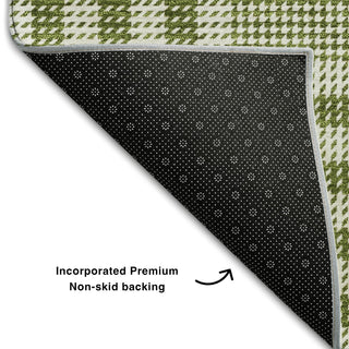 Piper Looms Mayfield Plaid AMF1054 Olive Machine Washable Area Rug Backing Image