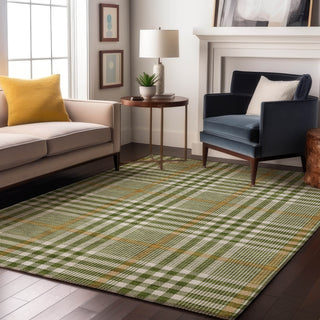Piper Looms Mayfield Plaid AMF1054 Olive Machine Washable Area Rug Lifestyle Image Feature
