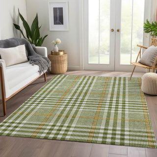 Piper Looms Mayfield Plaid AMF1054 Olive Machine Washable Area Rug Lifestyle Image Feature