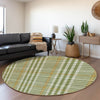 Piper Looms Mayfield Plaid AMF1054 Olive Machine Washable Area Rug Round Lifestyle Image Feature