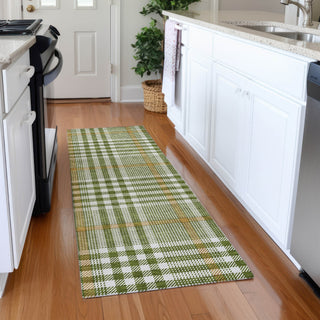 Piper Looms Mayfield Plaid AMF1054 Olive Machine Washable Area Rug Runner Lifestyle Image Feature
