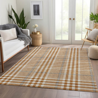 Piper Looms Mayfield Plaid AMF1054 Paprika Machine Washable Area Rug Lifestyle Image Feature