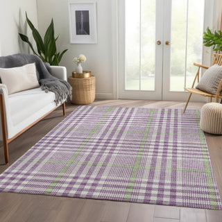 Piper Looms Mayfield Plaid AMF1054 Purple Machine Washable Area Rug Lifestyle Image Feature