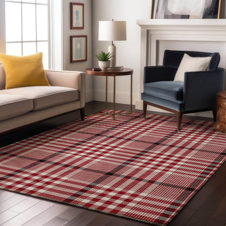 Piper Looms Mayfield Plaid AMF1054 Red Machine Washable Area Rug Lifestyle Image Feature