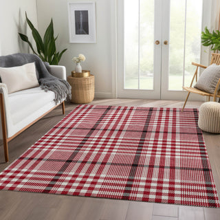 Piper Looms Mayfield Plaid AMF1054 Red Machine Washable Area Rug Lifestyle Image Feature