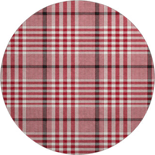 Piper Looms Mayfield Plaid AMF1054 Red Machine Washable Area Rug Round Main Image