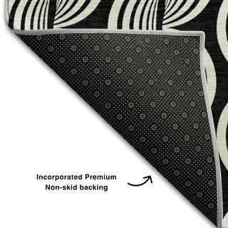 Piper Looms Mayfield Swirls AMF1055 Black Machine Washable Area Rug Backing Image