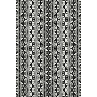 Piper Looms Mayfield Swirls AMF1055 Black Machine Washable Area Rug main image