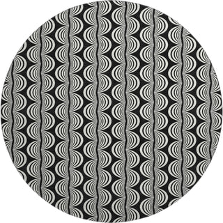 Piper Looms Mayfield Swirls AMF1055 Black Machine Washable Area Rug Round Main Image