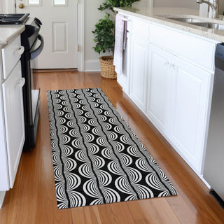 Piper Looms Mayfield Swirls AMF1055 Black Machine Washable Area Rug Runner Lifestyle Image Feature