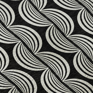 Piper Looms Mayfield Swirls AMF1055 Black Machine Washable Area Rug Swatch Image