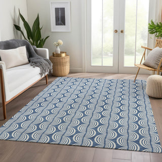 Piper Looms Mayfield Swirls AMF1055 Denim Machine Washable Area Rug Lifestyle Image Feature