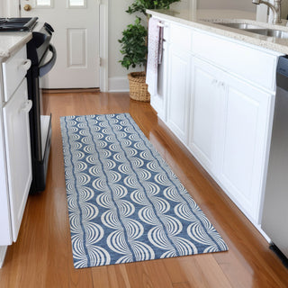 Piper Looms Mayfield Swirls AMF1055 Denim Machine Washable Area Rug Runner Lifestyle Image Feature