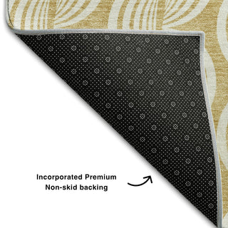 Piper Looms Mayfield Swirls AMF1055 Gold Machine Washable Area Rug Backing Image