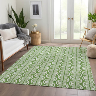 Piper Looms Mayfield Swirls AMF1055 Green Machine Washable Area Rug Lifestyle Image Feature