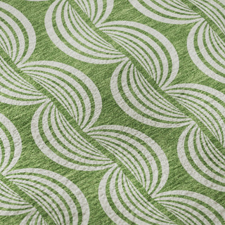 Piper Looms Mayfield Swirls AMF1055 Green Machine Washable Area Rug Swatch Image