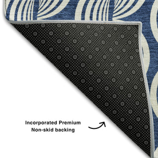 Piper Looms Mayfield Swirls AMF1055 Navy Machine Washable Area Rug Backing Image