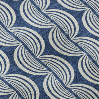 Piper Looms Mayfield Swirls AMF1055 Navy Machine Washable Area Rug Swatch Image