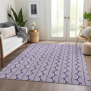 Piper Looms Mayfield Swirls AMF1055 Purple Machine Washable Area Rug Lifestyle Image Feature