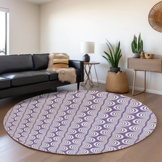 Piper Looms Mayfield Swirls AMF1055 Purple Machine Washable Area Rug Round Lifestyle Image Feature