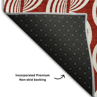 Piper Looms Mayfield Swirls AMF1055 Red Machine Washable Area Rug Backing Image