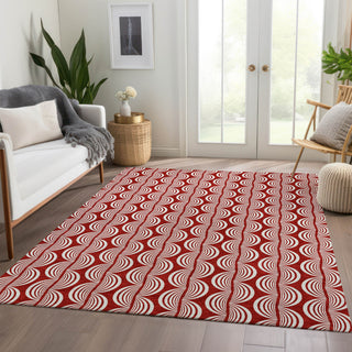 Piper Looms Mayfield Swirls AMF1055 Red Machine Washable Area Rug Lifestyle Image Feature