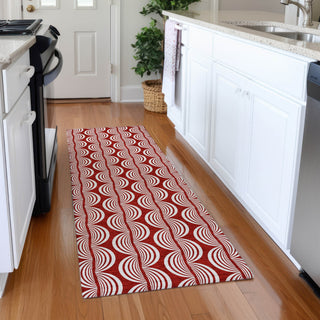 Piper Looms Mayfield Swirls AMF1055 Red Machine Washable Area Rug Runner Lifestyle Image Feature