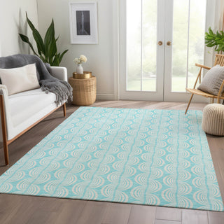 Piper Looms Mayfield Swirls AMF1056 Aqua Machine Washable Area Rug Lifestyle Image Feature
