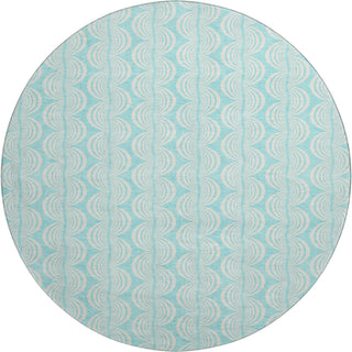 Piper Looms Mayfield Swirls AMF1056 Aqua Machine Washable Area Rug Round Main Image