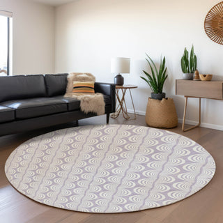 Piper Looms Mayfield Swirls AMF1056 Lavender Machine Washable Area Rug Round Lifestyle Image Feature