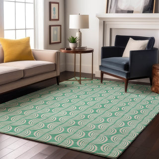 Piper Looms Mayfield Swirls AMF1056 Seafoam Machine Washable Area Rug Lifestyle Image Feature