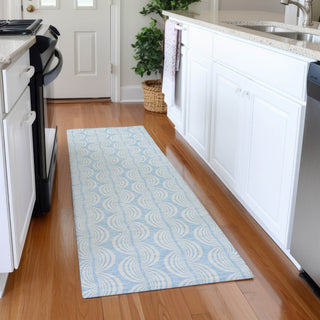 Piper Looms Mayfield Swirls AMF1056 Sky Machine Washable Area Rug Runner Lifestyle Image Feature