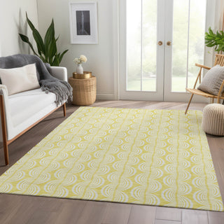 Piper Looms Mayfield Swirls AMF1056 Yellow Machine Washable Area Rug Lifestyle Image Feature