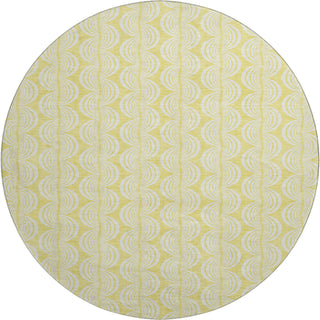 Piper Looms Mayfield Swirls AMF1056 Yellow Machine Washable Area Rug Round Main Image
