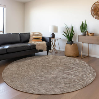 Piper Looms Mayfield Geometric AMF1057 Brown Machine Washable Area Rug Round Lifestyle Image Feature