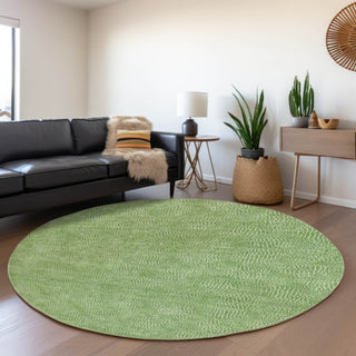 Piper Looms Mayfield Geometric AMF1057 Green Machine Washable Area Rug Round Lifestyle Image Feature