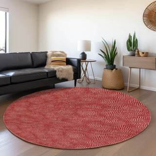 Piper Looms Mayfield Geometric AMF1057 Red Machine Washable Area Rug Round Lifestyle Image Feature