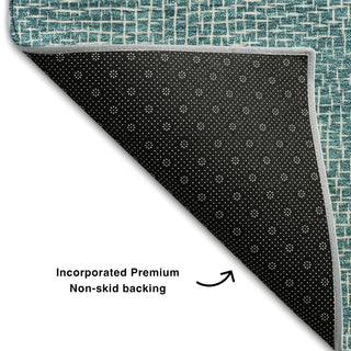Piper Looms Mayfield Geometric AMF1057 Teal Machine Washable Area Rug Backing Image