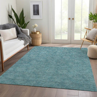 Piper Looms Mayfield Geometric AMF1057 Teal Machine Washable Area Rug Lifestyle Image Feature