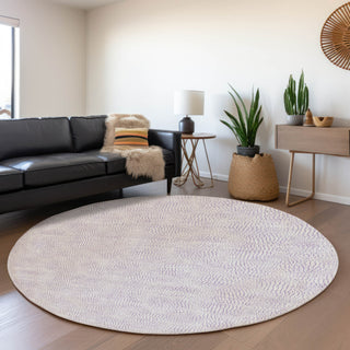 Piper Looms Mayfield Geometric AMF1058 Lavender Machine Washable Area Rug Round Lifestyle Image Feature