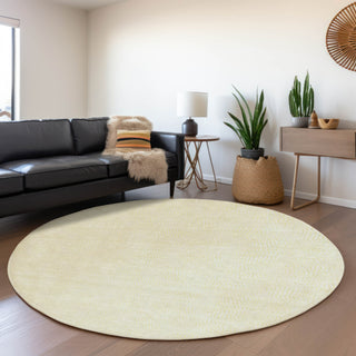Piper Looms Mayfield Geometric AMF1058 Yellow Machine Washable Area Rug Round Lifestyle Image Feature