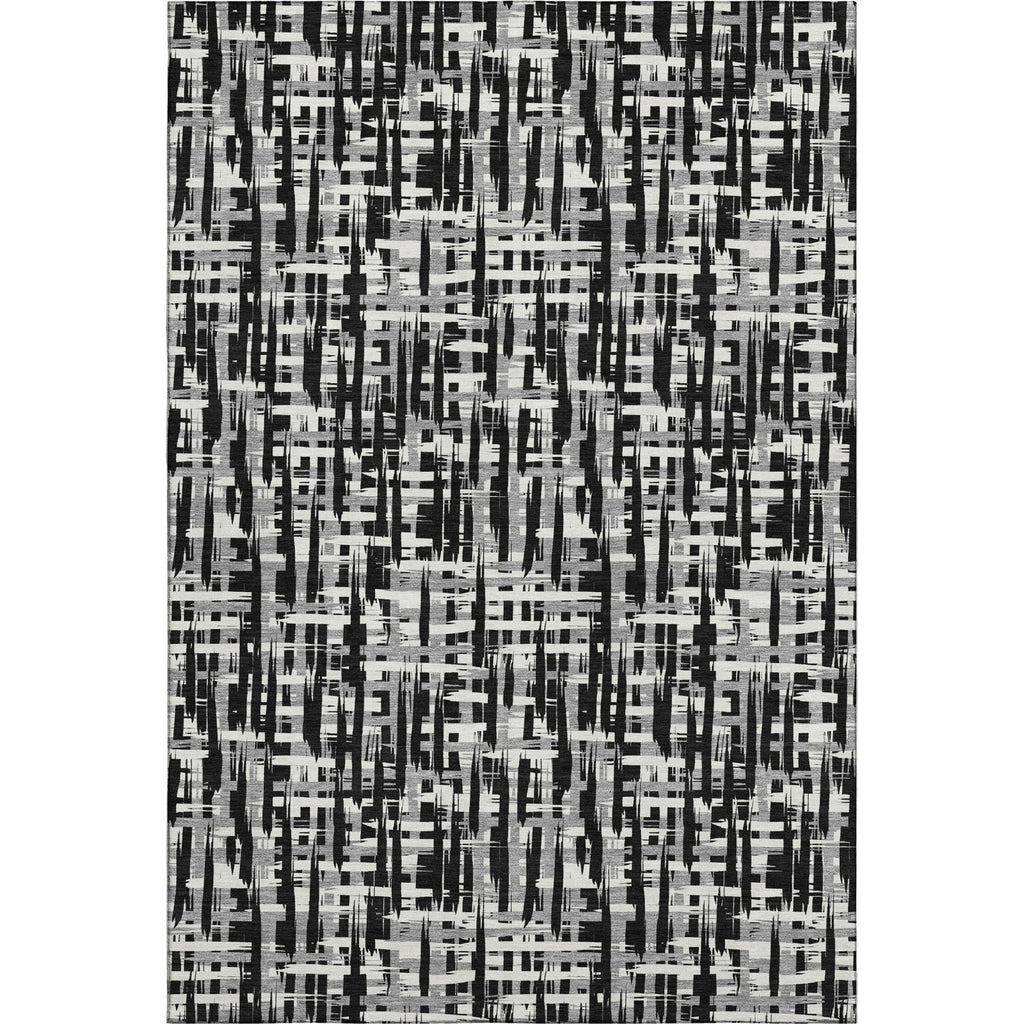 Piper Looms Mayfield Lines AMF1059 Black Machine Washable Area Rug main image