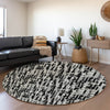 Piper Looms Mayfield Lines AMF1059 Black Machine Washable Area Rug Round Lifestyle Image Feature