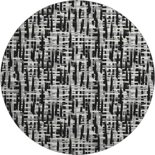 Piper Looms Mayfield Lines AMF1059 Black Machine Washable Area Rug Round Main Image