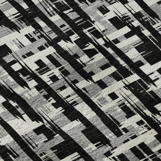 Piper Looms Mayfield Lines AMF1059 Black Machine Washable Area Rug Swatch Image