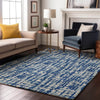 Piper Looms Mayfield Lines AMF1059 Blue Machine Washable Area Rug Lifestyle Image Feature