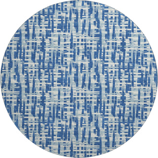 Piper Looms Mayfield Lines AMF1059 Blue Machine Washable Area Rug Round Main Image