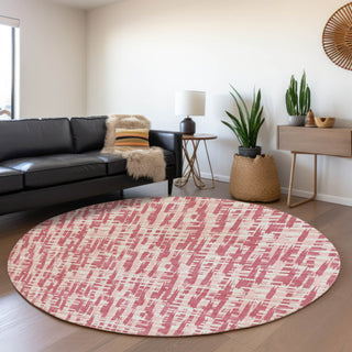 Piper Looms Mayfield Lines AMF1059 Blush Machine Washable Area Rug Round Lifestyle Image Feature