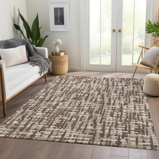 Piper Looms Mayfield Lines AMF1059 Brown Machine Washable Area Rug Lifestyle Image Feature