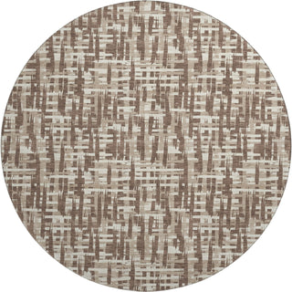Piper Looms Mayfield Lines AMF1059 Brown Machine Washable Area Rug Round Main Image